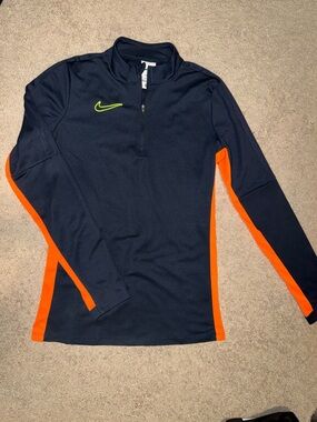 Nike Navy Quarter-Zip Pullover with Orange Accents